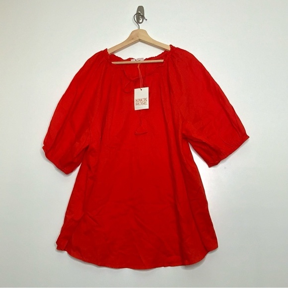 Knox Rose Short sleeve Tie Collar Tunic Blouse. In Warm Orange. Size 2XL.(NWT). - Picture 1 of 8
